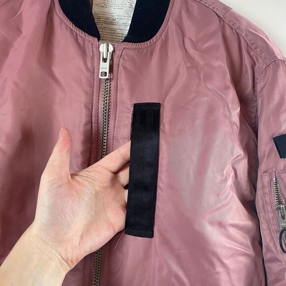 Stereo Vinyls Military Inspired Bomber Jacket Parka Pink Pockets Utility Size M - Picture 5 of 16
